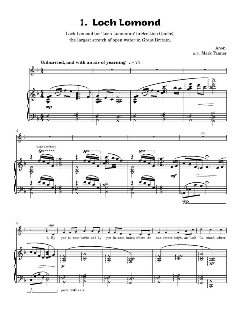 Tanner, Mark - Folk Songs Volume 2 Eight folk songs, arranged with exquisite piano accompaniments - Digital Download