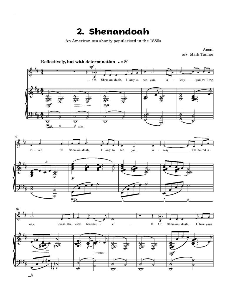 Tanner, Mark - Folk Songs Volume 2 Eight folk songs, arranged with exquisite piano accompaniments - Digital Download