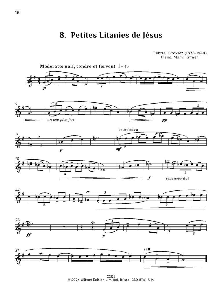 Grovlez L’Almanach aux images arr. Tanner (Flute & Piano)