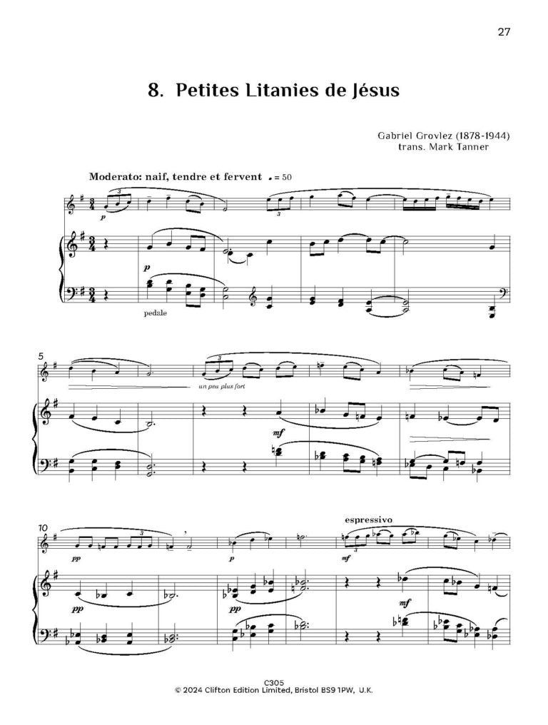 Grovlez L’Almanach aux images arr. Tanner (Flute & Piano)