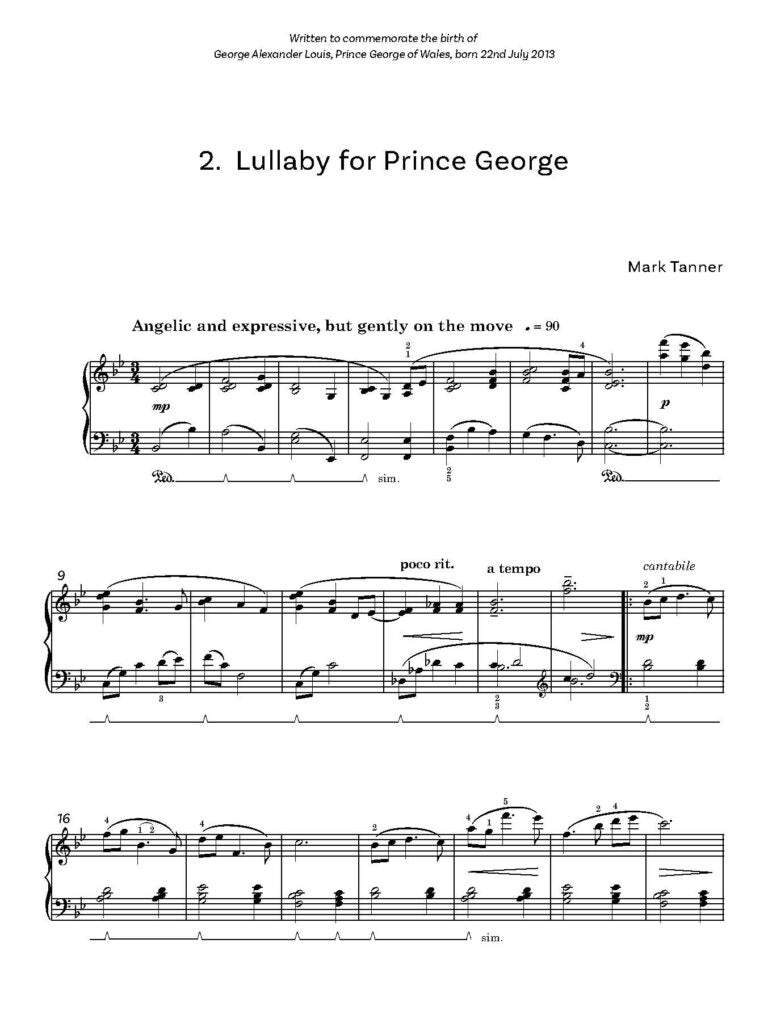 Tanner, Mark Sleep Tight Two Intermediate Piano Pieces for solo piano - Digital Download