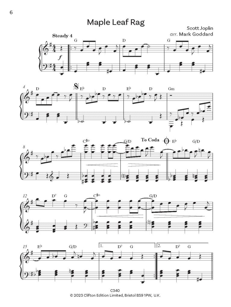 Simplest Joplin Rags for Piano arr. Mark Goddard