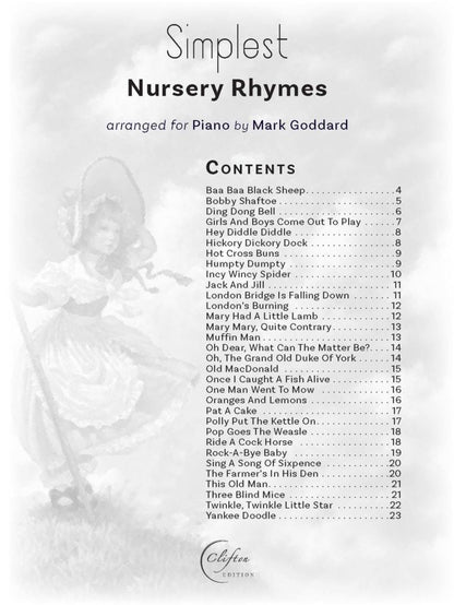 Simplest Nursery Rhymes arr. for Piano by Mark Goddard