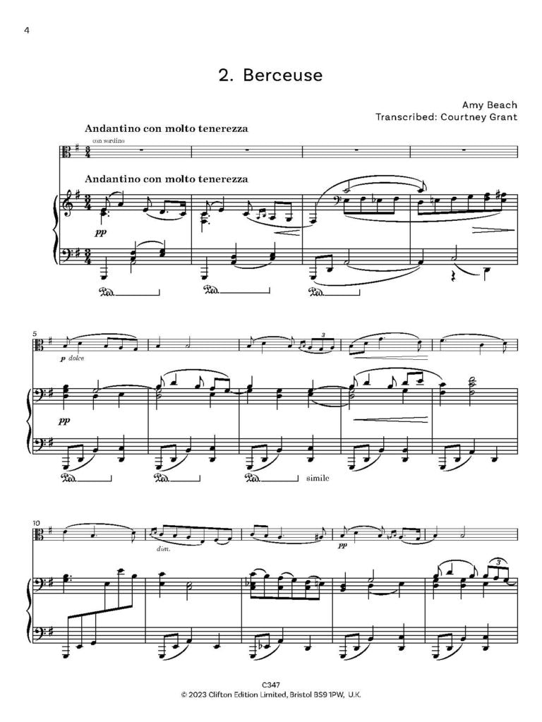 Beach, Amy: Three Pieces Op. 40 transcribed for Viola and Piano