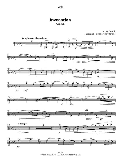 Beach, Amy: Invocation Op. 55 transcribed for Viola and Piano