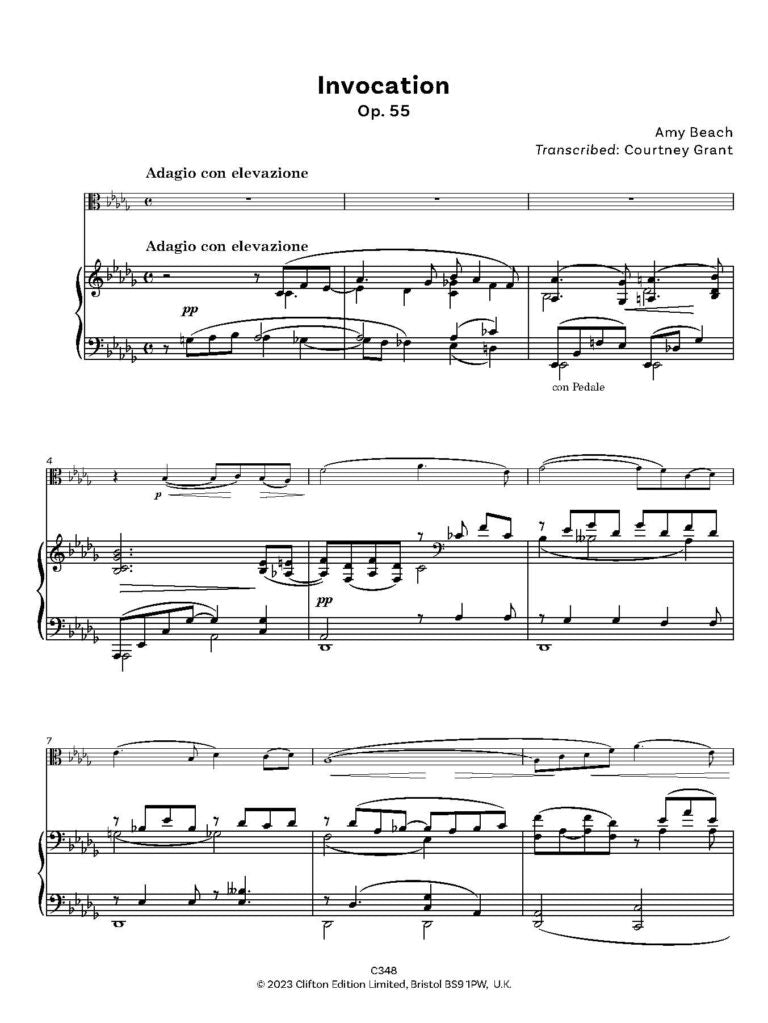 Beach, Amy: Invocation Op. 55 transcribed for Viola and Piano - Digital Download