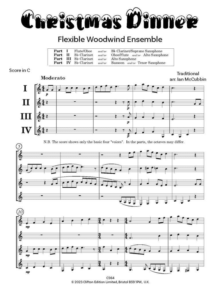 McCubbin, Ian - Christmas Dinner for flexible wind quintet - Digital Download