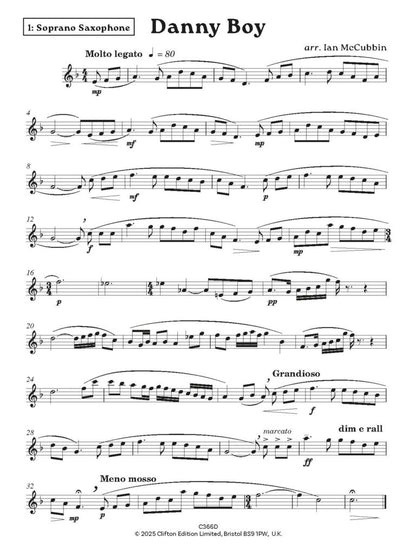 Danny Boy for Saxophone Quartet arr by Ian McCubbin - Digital Download