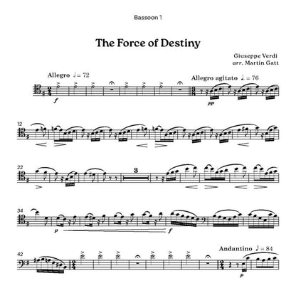 Verdi arr (M Gatt) The Force of Destiny Overture Bassoon Quartet 4 Bns - Digital Download