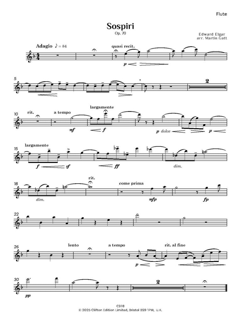 Elgar, Edward (Arr Gatt)- Sospiri for wind quintet and piano - Digital Download