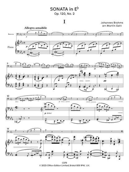 Brahms, Johannes: Sonata in E flat, Op. 120 No. 2 arr. for Bassoon & Piano by Martin Gatt - Digital Download