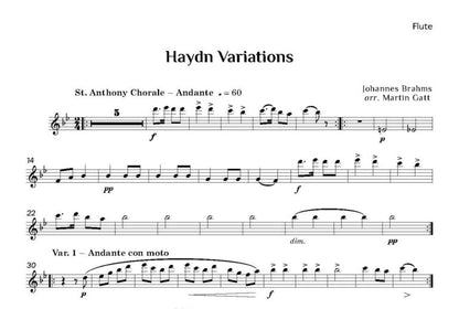 Brahms - (Arr Gatt)- Haydn Variations for wind quintet and piano - Digital Download