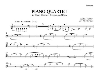 Mahler, Gustav -Piano Quartet (1876) Oboe, Clarinet, Bassoon and Piano- Digital Download
