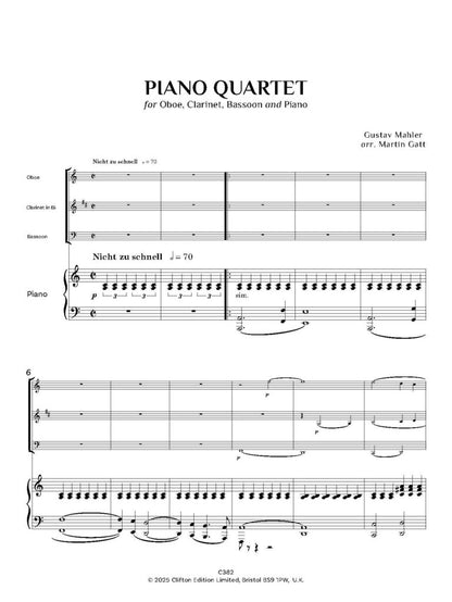 Mahler, Gustav -Piano Quartet (1876) Oboe, Clarinet, Bassoon and Piano- Digital Download