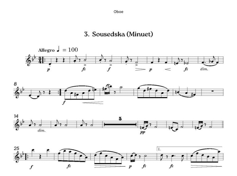 Dvorak - Czech Suite for wind quintet - Digital Download