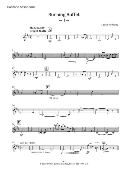 Holloway, Laurie: Running Buffet for Saxophone Quartet - Digital Download