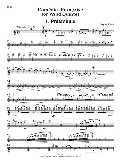 Kellt, Bryan - Comedie Francaise Score and Parts wind quintet - Digital Download