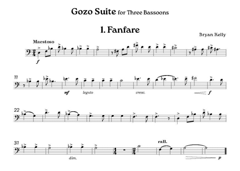 Kelly, Bryan - Gozo Suite for 3 Bassoons - Digital Download