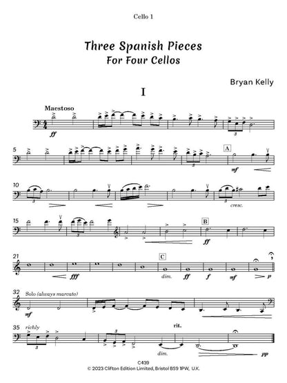 Kelly, Bryan: Three Spanish Pieces For Four Cellos