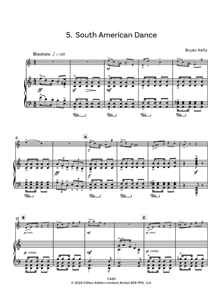 Kelly, Bryan - Trasimeno Suite Five Easy Pieces for oboe/flute and piano - Digital Download