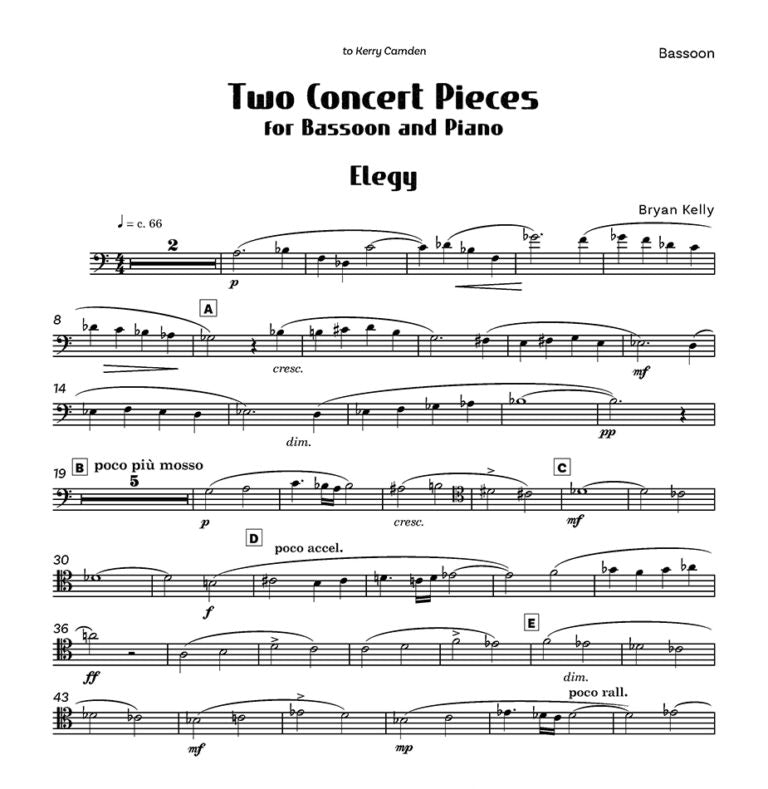 Kelly, Bryan - Two Concert Pieces for bassoon and piano - Digital Download