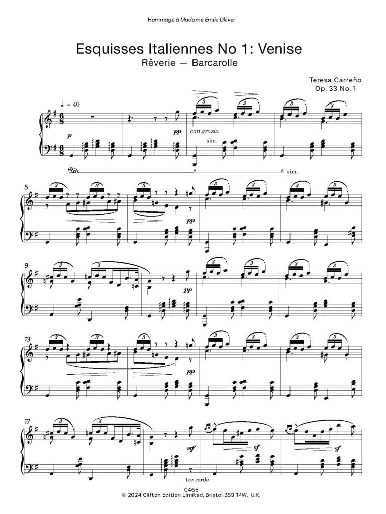 Carreño, Teresa: Part 2 of 2 – Venezuelan Treasures for Piano Volume 5