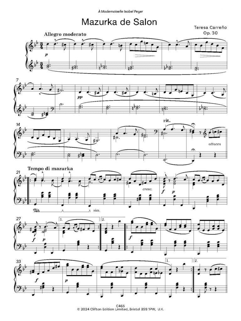 Carreño, Teresa: Part 2 of 2 – Venezuelan Treasures for Piano Volume 5