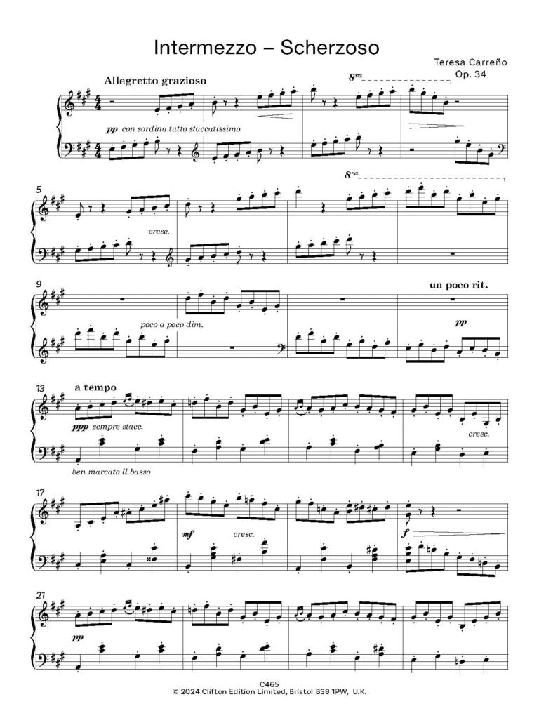 Carreño, Teresa: Part 2 of 2 – Venezuelan Treasures for Piano Volume 5