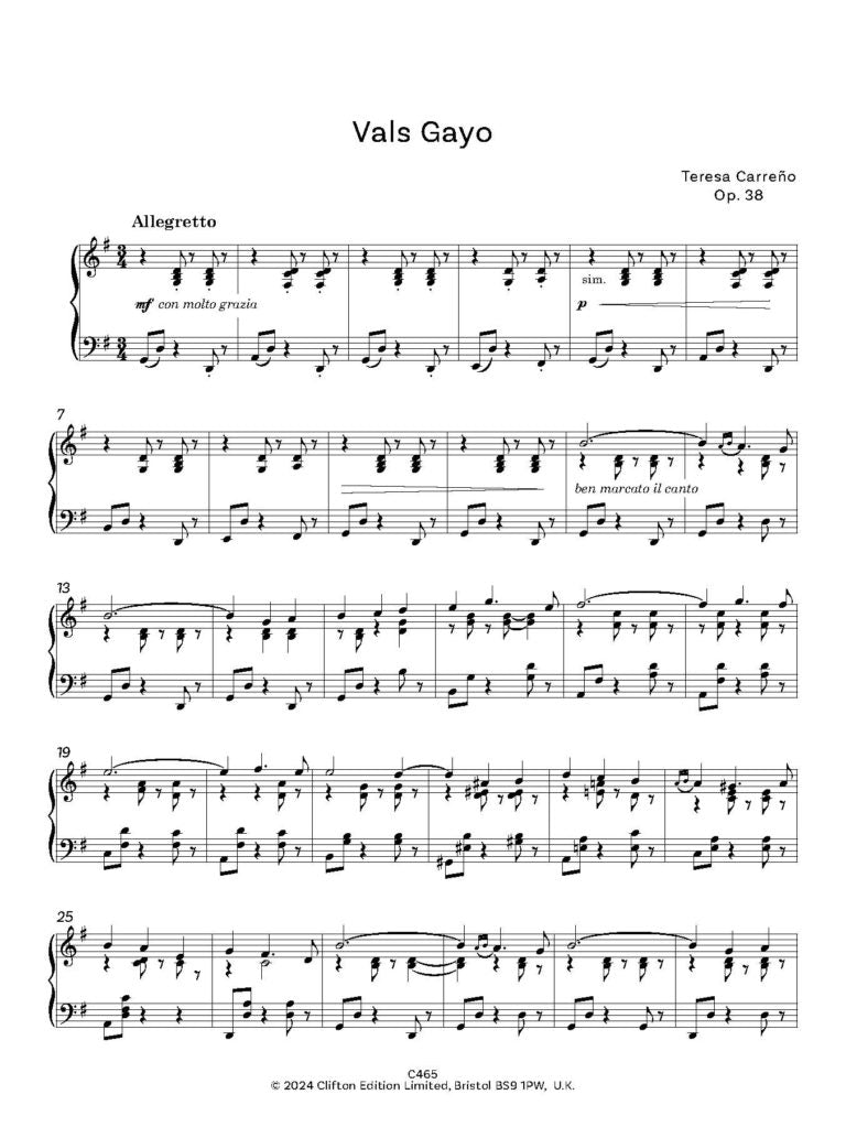 Carreño, Teresa: Part 2 of 2 – Venezuelan Treasures for Piano Volume 5