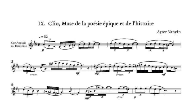 Vançin, Ayser: The Nine Muses – Impressions for solo Oboe or Cor Anglais