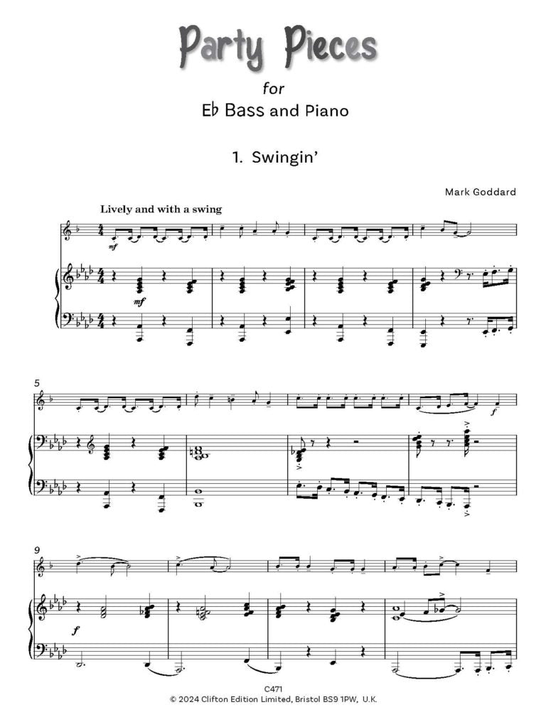 Goddard, Mark: Party Pieces for Eb Bass & Piano