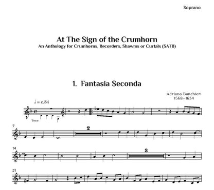 At the Sign of the Crumhorn for Recorders, Crumhorns, Shawms or Curtals (SATB)