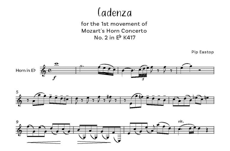 Mozart Horn Concerto Cadenzas Cadenzas for K417, K447 and K495 Digital Download