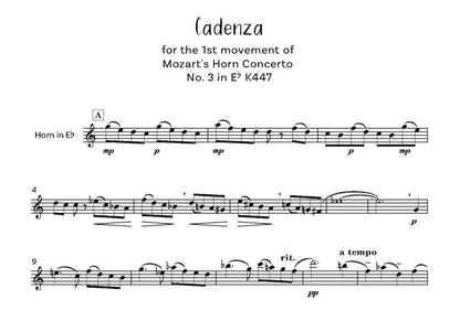 Mozart Horn Concerto Cadenzas Cadenzas for K417, K447 and K495 Digital Download