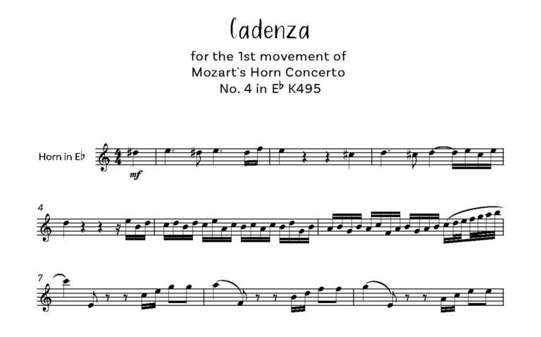 Mozart Horn Concerto Cadenzas Cadenzas for K417, K447 and K495 Digital Download