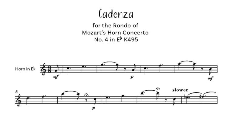 Mozart Horn Concerto Cadenzas Cadenzas for K417, K447 and K495 Digital Download