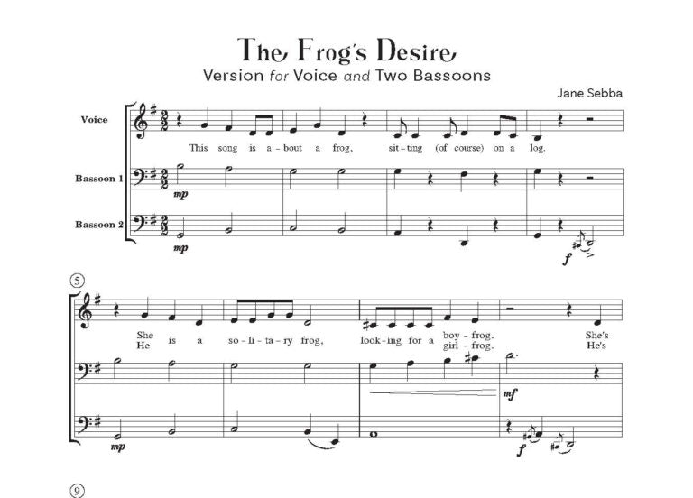Sebba, Jane: The Frog’s Desire for Voice and 1 OR 2 bassoons A short humorous entertainment