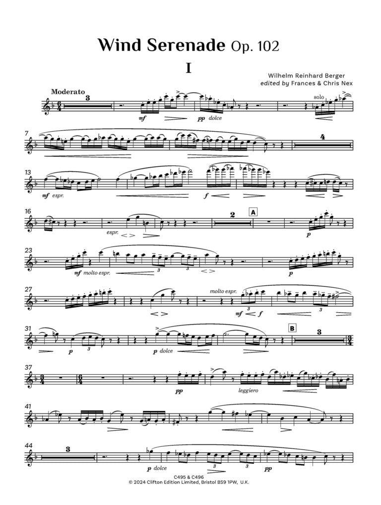 Berger, Wilhelm: Wind Serenade Op. 102 – Parts only - Digital Download