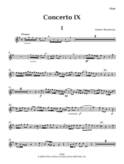 Woodcock, Robert: Flute Concerto No. 9 in E minor – Piano reduction and part