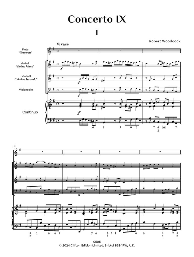 Woodcock, Robert: Flute Concerto No. 9 in E minor – Score and Parts - Digital Download