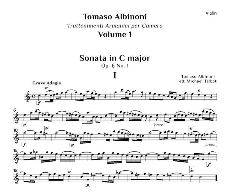 Albinoni: Trattenimenti armonici per camera – Twelve Sonatas Op. 6 No1-4 Volume 1