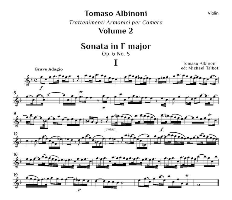 Albinoni: Trattenimenti armonici per camera – Twelve Sonatas Op. 6 No5-8 Volume 2