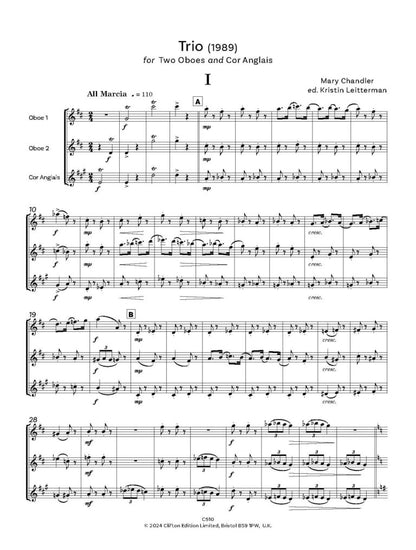 Chandler, Mary - Trio (1989) Score and Parts for oboe trio - Digital Download