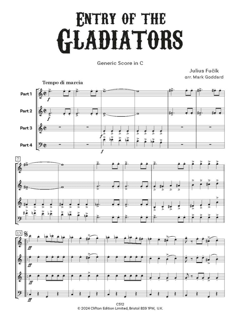 Fucik arr Goddard - Entry of the Gladiators -  Flexible  Ensemble -  Digital Download