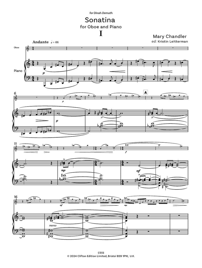 Chandler, Mary - Sonatina for Oboe and Piano