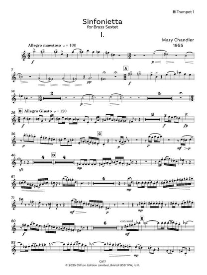 Chandler, Mary Sinfonietta (1955) for Brass Ensemble Score and Parts - Digital Download