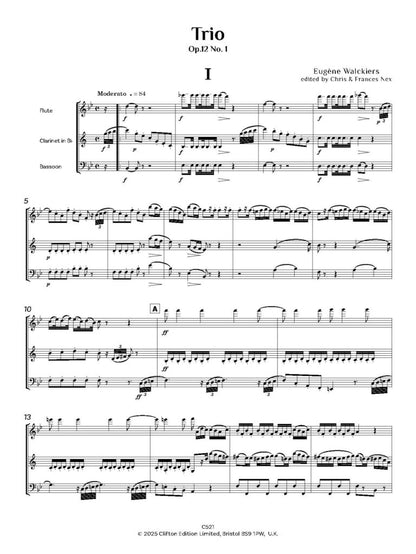Eugène Walckiers ed. C M M Nex ed. F H Nex - Trio Op. 12 No. 1 in B flat Score and Parts- Digital Download