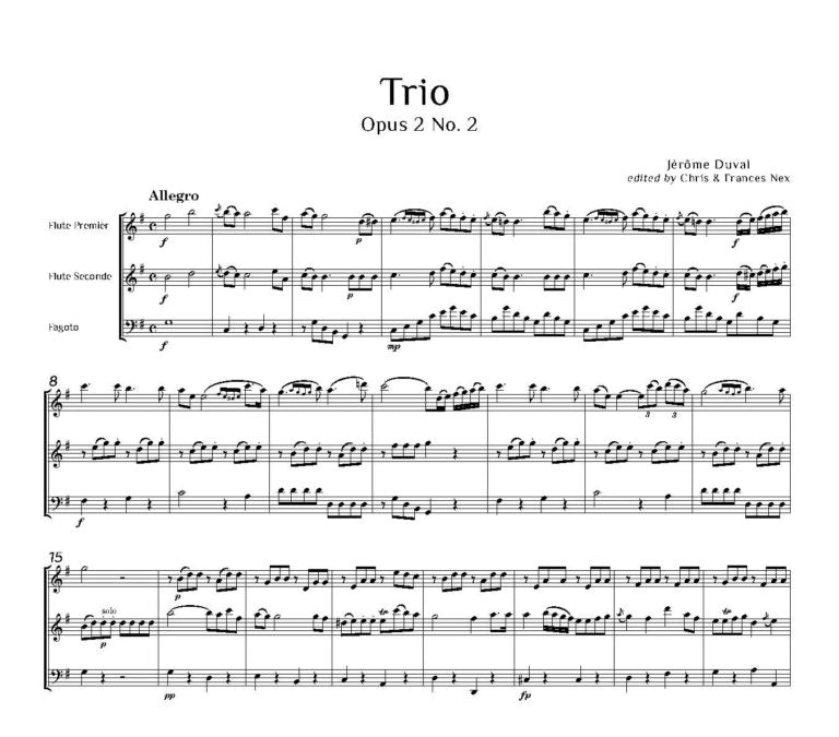 Duval, Jérôme: Trio Op. 2 No. 2 for two flutes and bassoon - Digital Download