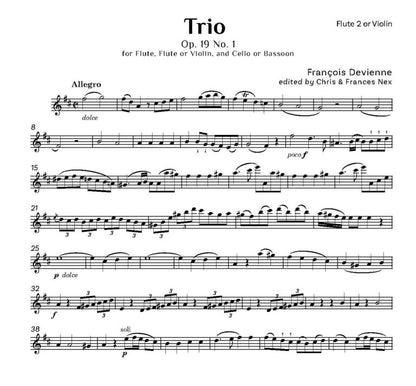 Devienne, Francois: Trio Op. 19 No. 1 for two flutes (vln) and bassoon (vc) -Digital Download