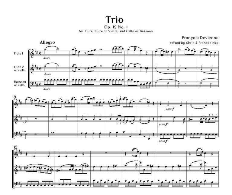 Devienne, Francois: Trio Op. 19 No. 1 for two flutes (vln) and bassoon (vc) -Digital Download